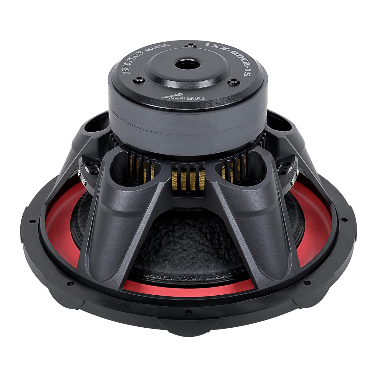 Audiopipe 15" Double Stack Composite Cone Subwoofer (TXX-BDC2-15), Superior Performance, 1800W Max Power, 3" BASV Dual Voice Coil, Aluminum Basket, Multi-Connect Terminals, Dual 4 Ohms