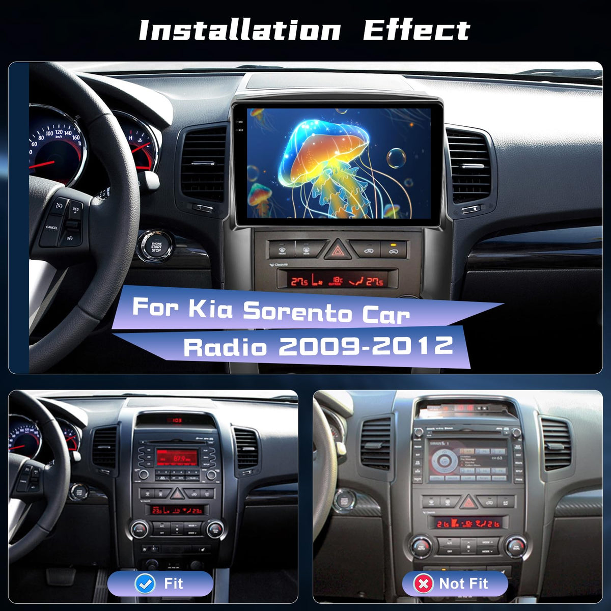 [4+128G] for Kia Sorento Car Stereo 2009-2012 with Carplay and Android Auto