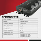 Audiopipe APCLE-18001D Class D 1800 Watt RMS Monoblock Amp Kit Car Audio Sound System Amplifier with Bass Knob and Overload Protection, Black (2 Pack)