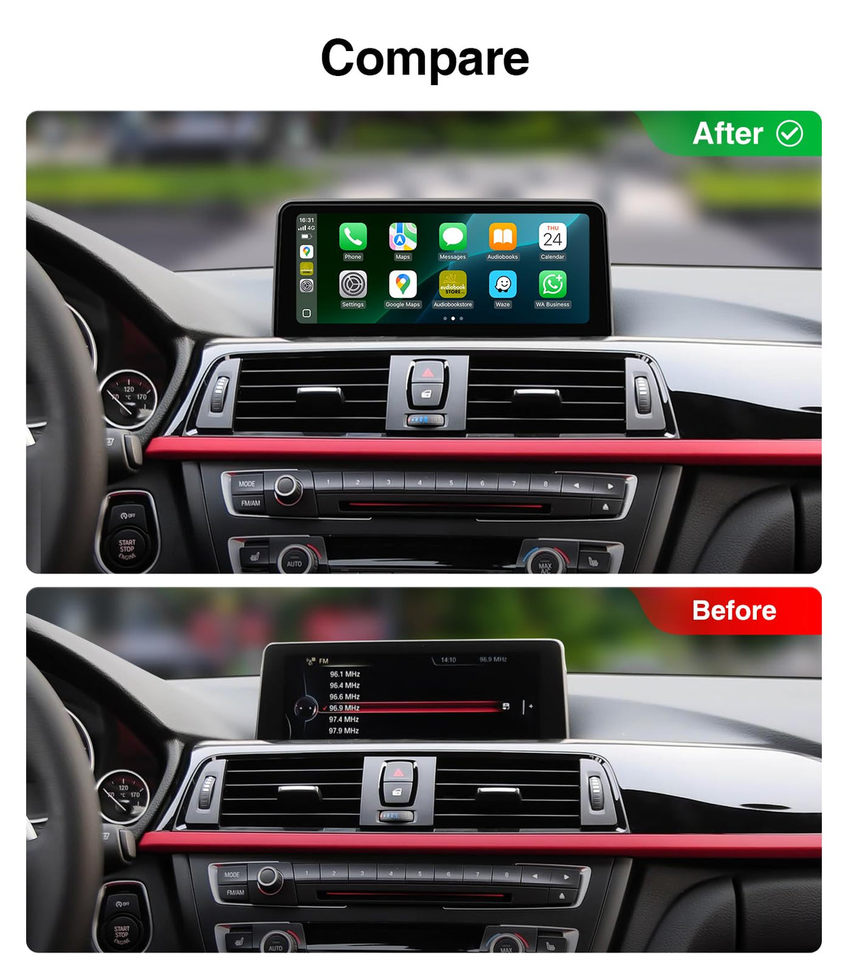 10.25" Linux CarPlay Radio Screen for BMW 3/4 Series (NBT System) 2013-2016