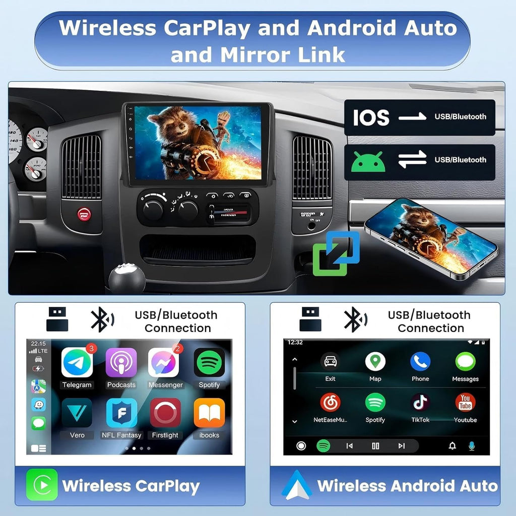 4+64G Android Car Stereo Radio for Dodge Ram 1500 2500 3500 2003 2004 2005
