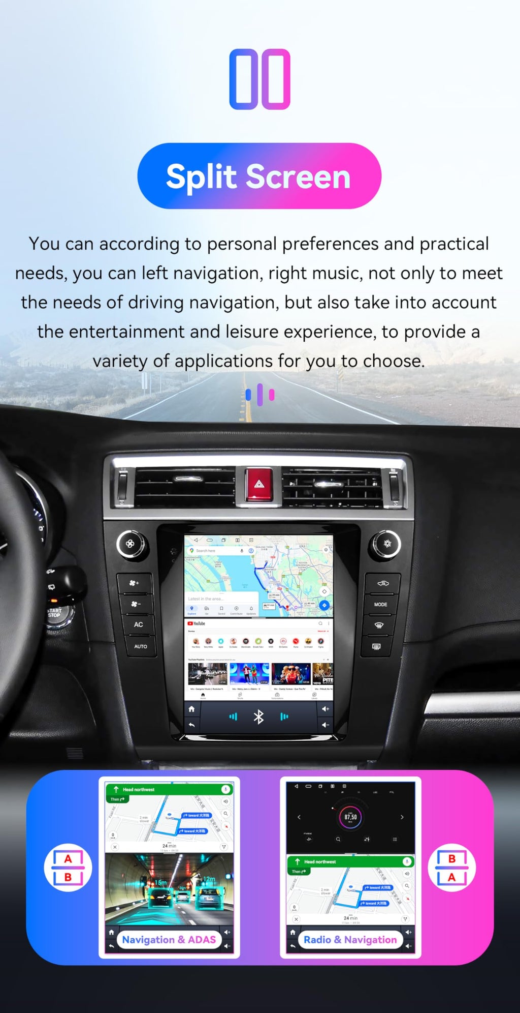 Android 14 Car Stereo for Subaru Legacy Outback (2015-2019), 8 Core 4G+64G GPS Navigation with 9.7 inch QLED Touchscreen via Carplay |Android Auto EQ SWC Bluetooth5.4 WiFi TPMS OBD2