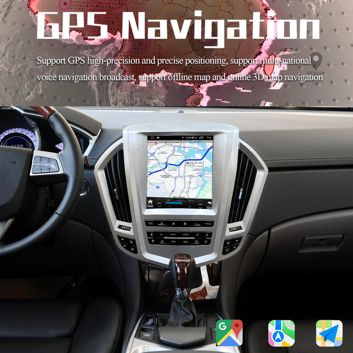 Android 14 Radio for Cadillac SRX 2009-2012, 9.7" Tesla Style Touchscreen