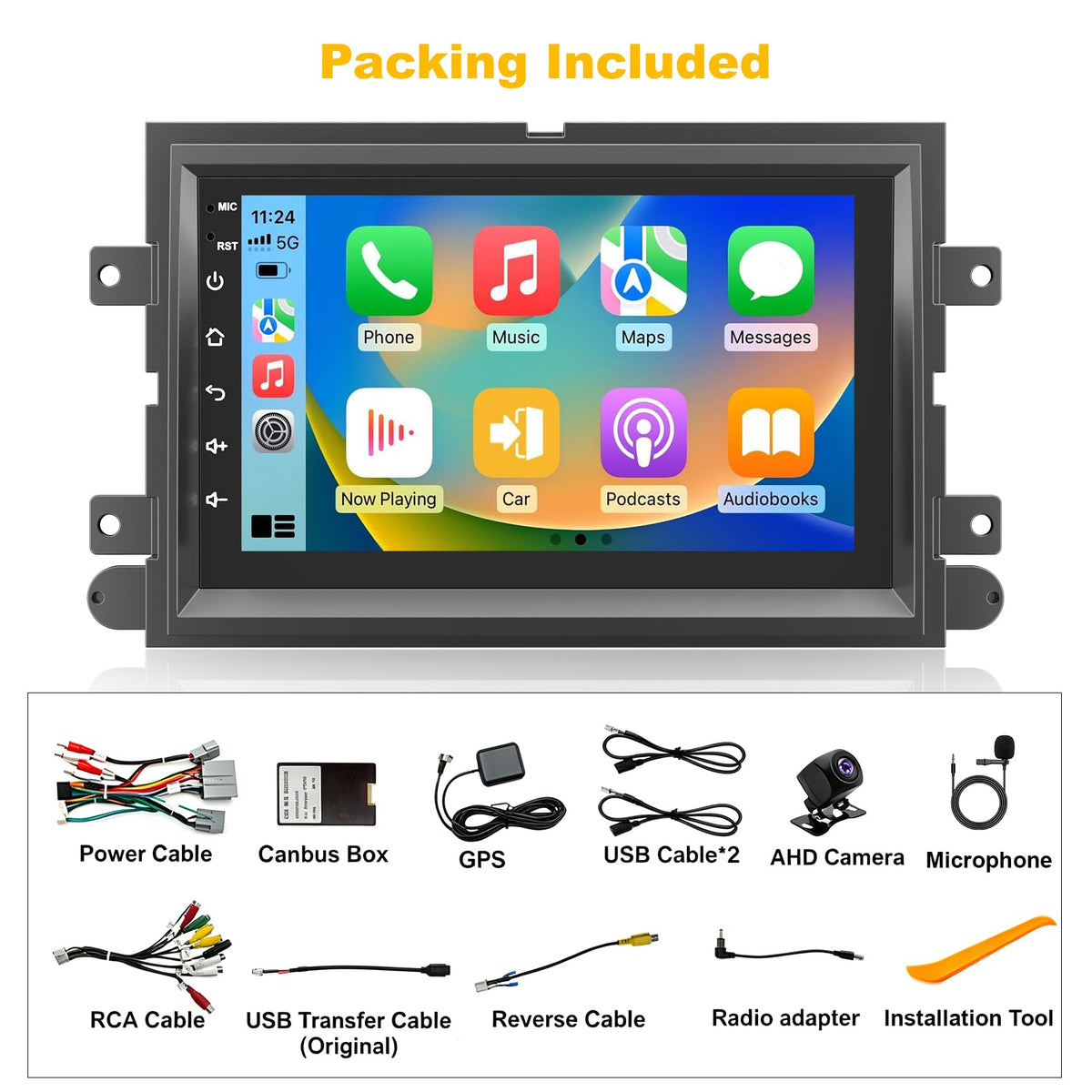 Android 15 Car Radio for Ford F150 2004-2008, Edge 2007-2010, 8Core 4+64GB 7” QLED Touch F150 Stereo with Wireless Carplay/Android Auto,GPS,WiFi, Bluetooth, FM SWC 1080P Backup Camera
