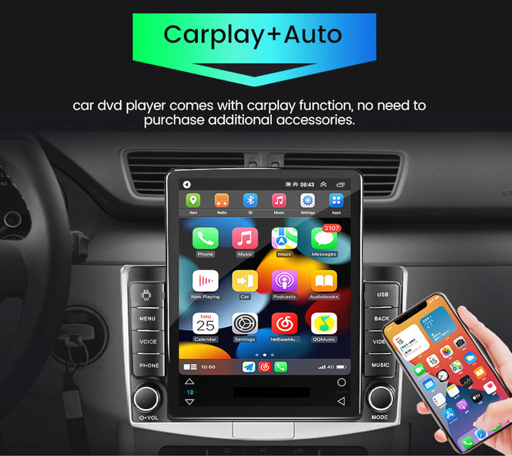 Android 15 Radio for Jeep Wrangler JK Rubicon 2007-2018 Stereo Upgrade Tesla Style 4GB+64GB Head Unit 9.7 Inch Touchscreen Multimedia Player GPS Navigation FM BT Receiver with Carplay Android Auto