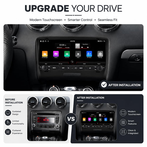4Core 2+64GB Android 14 Car Radio Stereo for Audi TT MK2 8J 2006-2014, 10.26 Inch Touch Screen Dash Kit with Wireless CarPlay Android Auto GPS Navigation Bluetooth SWC WiFi 5G DSP RDS FM Camera Pleas