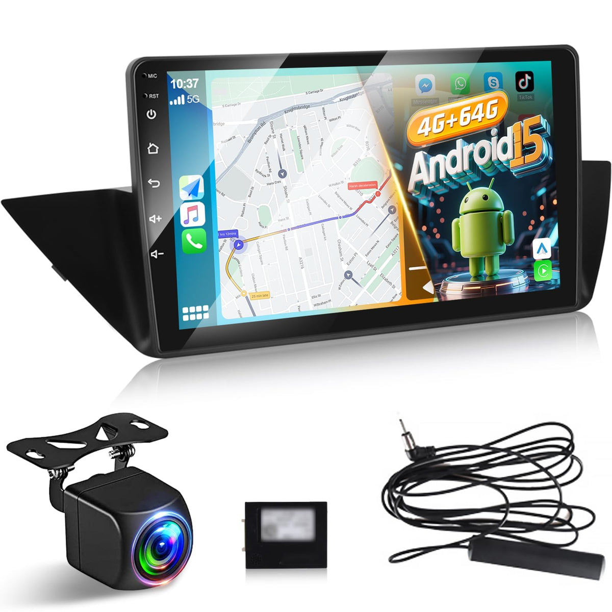 NHOPEEW [4+64G] for BMW X1 E84 2009-2015 Upgrade Android 15 Radio, 10.1 inch IPS Touchscreen Car Stereo - Wireless Carplay and Android Auto, Custom Homepage, 5G/WiFi, GPS, DSP/EQ, SWC + Backup Camera
