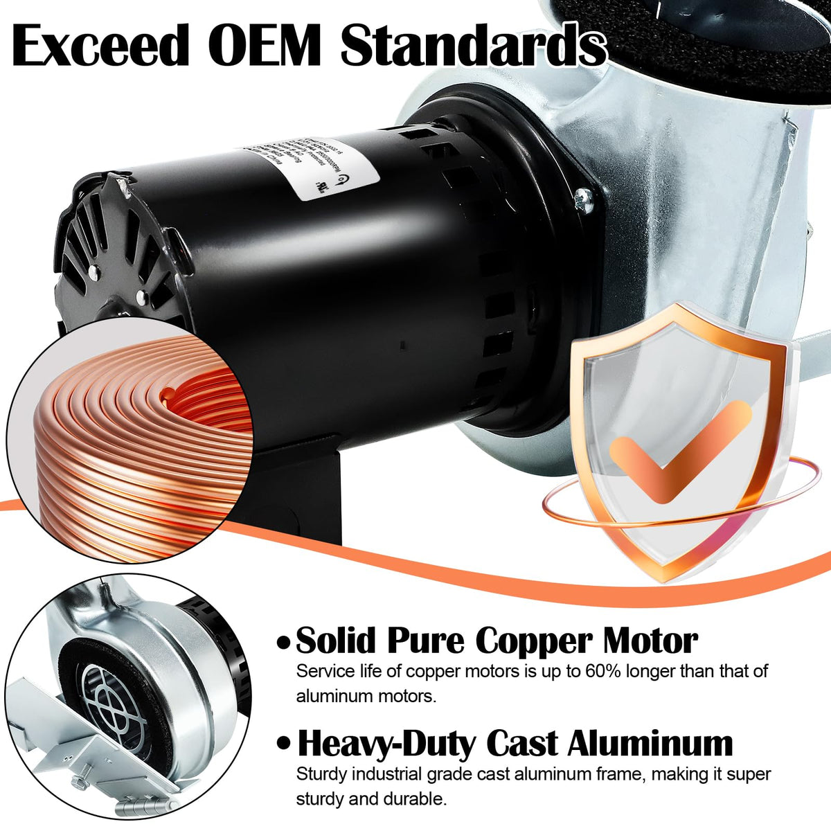 2002.16 Damper Blower Motor for Hardy H2, H3, C2, C3, H6, Hardy 120 Draft Fan, Replacement 2002.16 Hardy Wood Furnace Blower Motor with Flap, 120,000 BTU, 100 CFM.