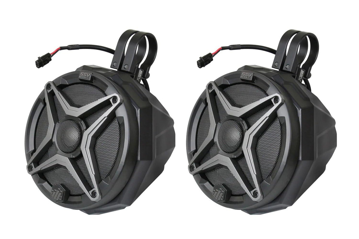SSV Works 180-US2-C65 Universal 6.5in. Cage-Mount Speaker Pods for ATVs/UTVS and Other Off Road Vehicles (US2-C65A SSV Works Loaded w/ 1.75" Clamps)