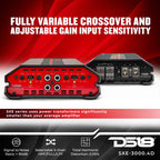 DS18 SXE-3000.4D/RD Car Amplifier Stereo Full-Range Class D 4-Channel 200x4 RMS @4 OHM 3000 Watts - Powerful and Compact Amp for Speakers in Car Audio System (Renewed), RED