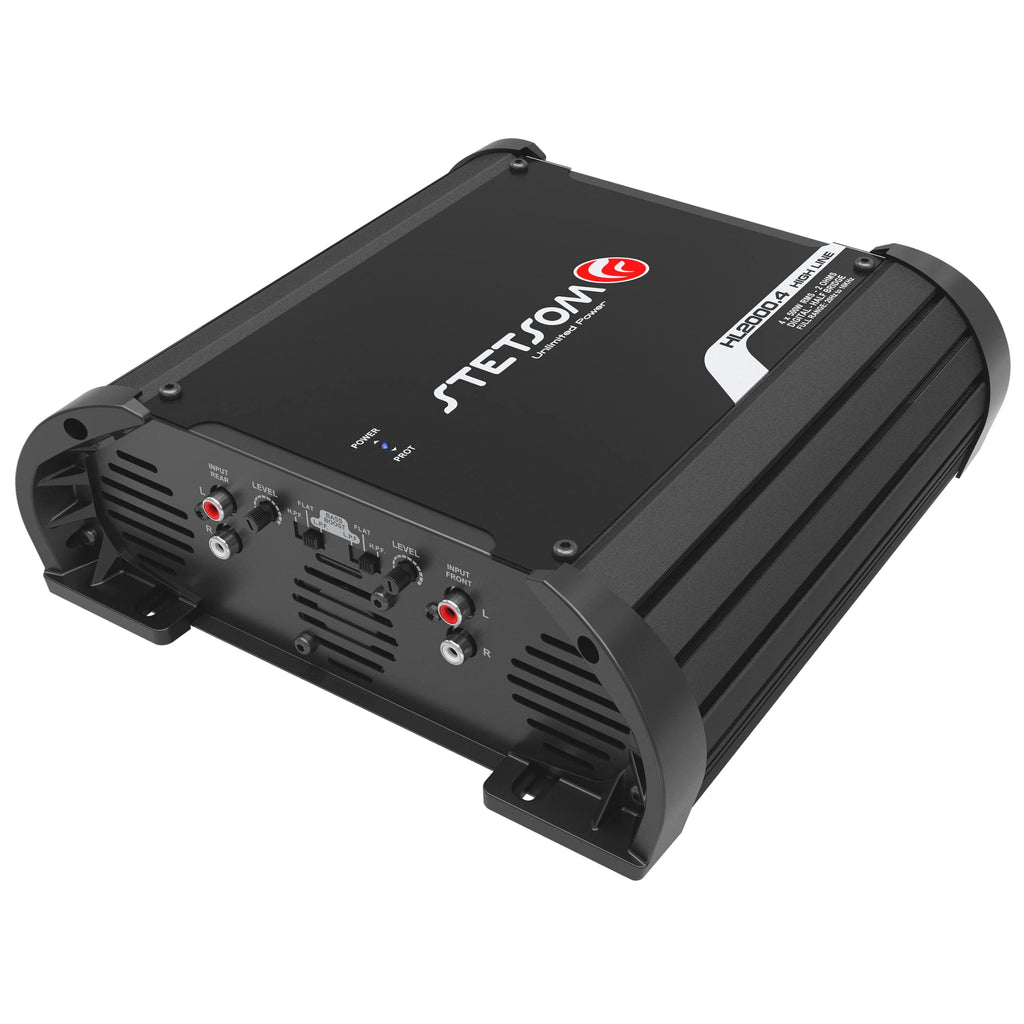 Stetsom HL 2000.4 2 Ohms Multichannel Car Audio Amplifier HL2000.4 2K Watts RMS 4 Channel 2Ω Stable Full Range HD Sound Quality Car Stereo MD Crossover HPF LPF Bass Boost Front Rear Bridge Speakers