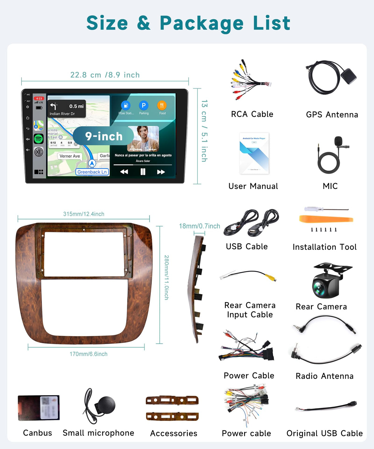 4Core 4+64G Radio for Chevy Silverado GMC Yukon Tahoe Suburban 2007-2013 Stereo Upgrade with 5G WiFi Wireless Carplay/Android Auto,9" 1280 * 720P IPS Touchscreen Radio BT FM/RDS SWC Backup Cam
