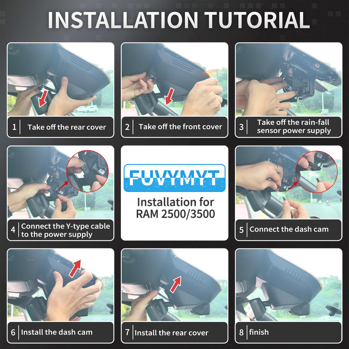 4K Dash Cam for Ram 2500 3500 2019-2026 Model A