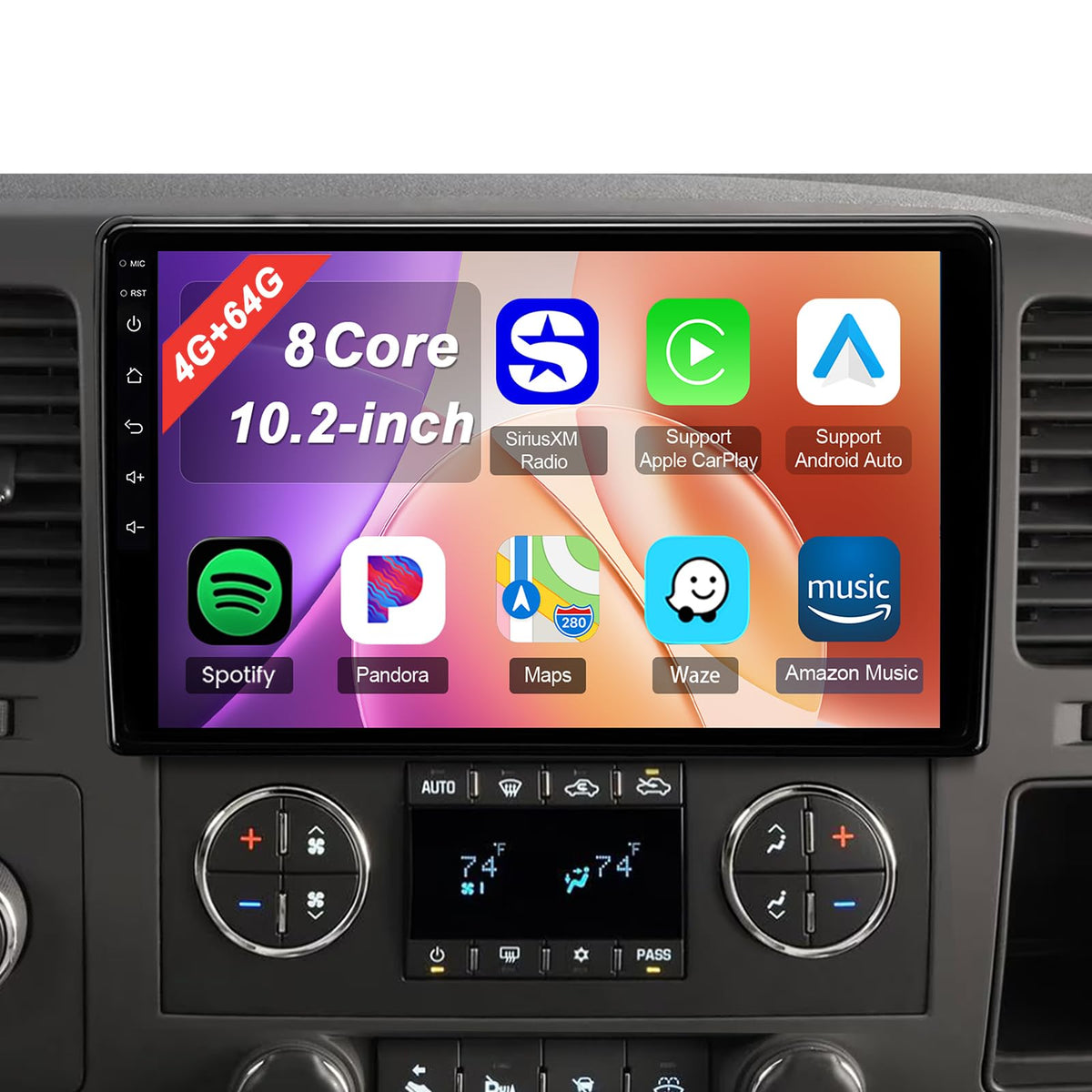 8Core 4+64G Car Radio Stereo for 2007-2013 Chevy Silverado/GMC Sierra Yukon