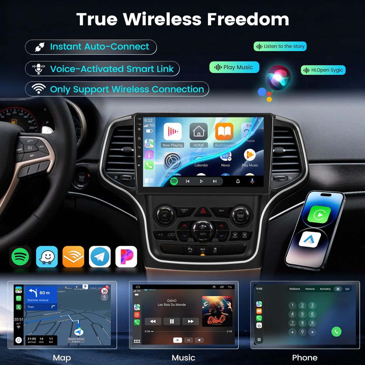 2+64G10.1 Android Radio for Jeep Grand Cherokee 2014-2020 for Big Screen