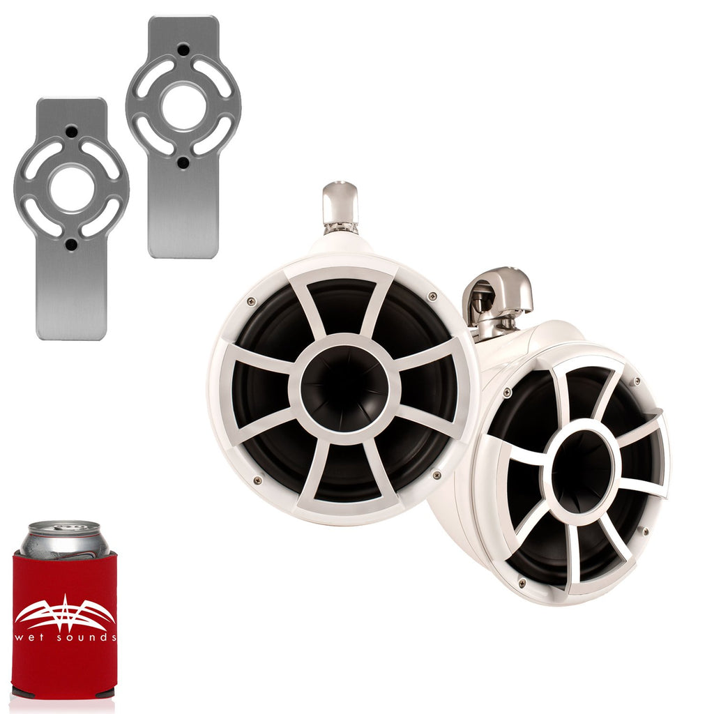Wet Sounds REV10 10 in White Swivel Tower Speaker Bundle