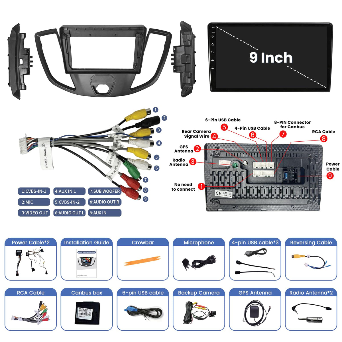 4-Core 64GB Car Radio Stereo Upgrade for Ford Transit 150 250 350 2015-2019