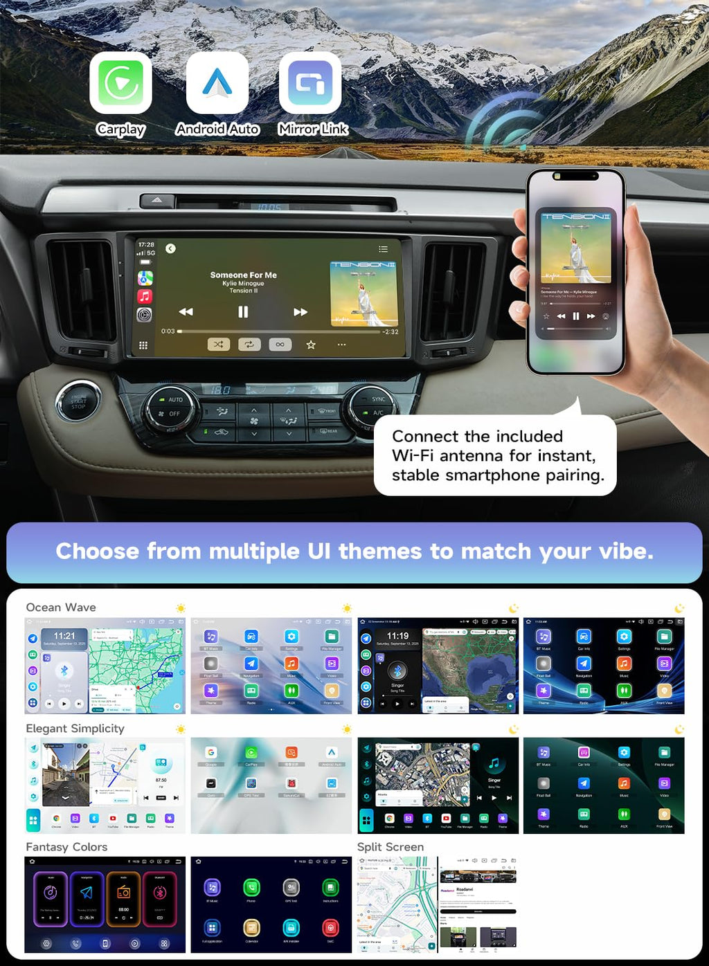 10.33" Android 14 Car Stereo for Toyota RAV4 2013-2018,6G+128G