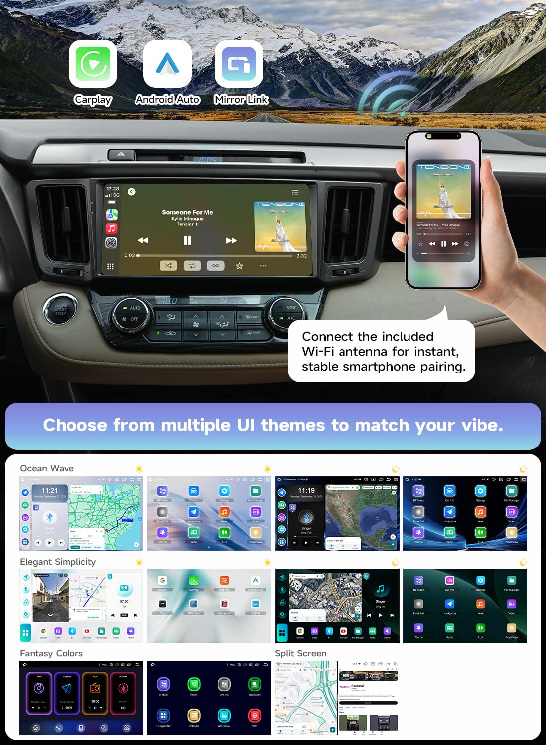 10.33" Android 14 Car Stereo for Toyota RAV4 2013-2018,6G+128G