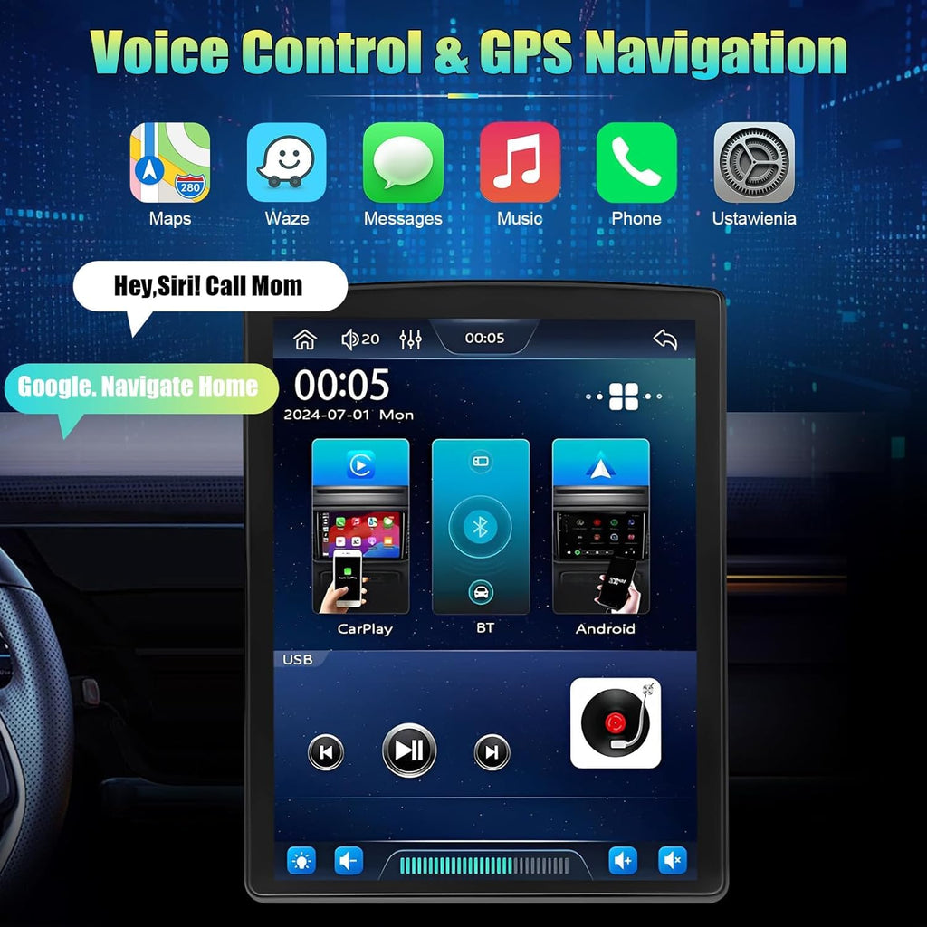 Android 15 Car Stereo Radio for Hyundai Sonata 2011-2015 9.7inch Touchscreen with Wireless Carplay Android Auto GPS Navigation, WiFi, Bluetooth, FM/RDS Radio, HiFi, SWC+Rear Camera (2+32G)