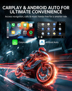 Y5 5" Motorcycle CarPlay Screen, Wireless Android Auto, Dual 1080P Motorcycle Dash Cam Front and Rear with TPMS, IP67 Waterproof, 5G Wi-Fi & App, 64GB Card Included, GPS, Parking Monitor, Night Vision