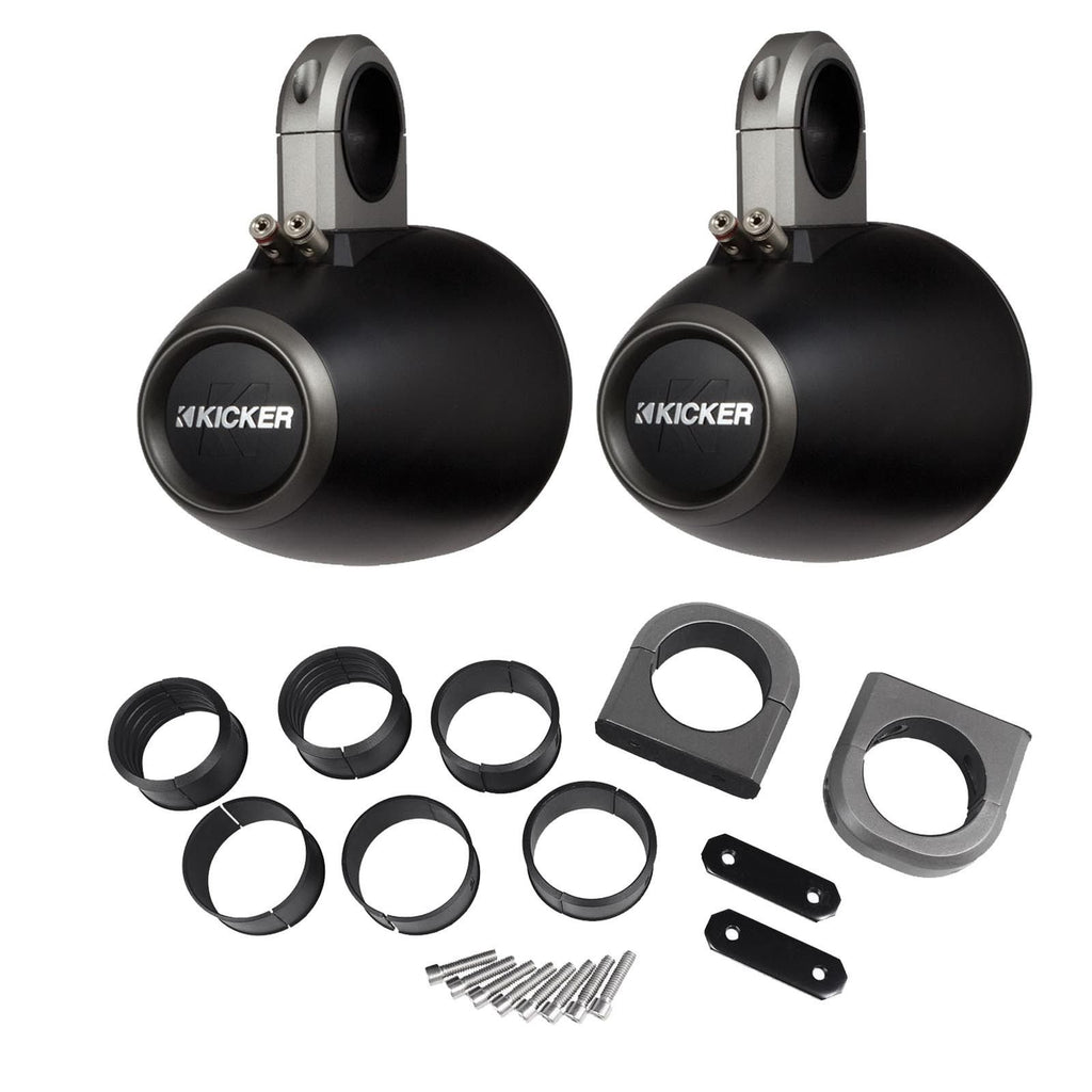 KICKER 12KMTES Pair of Wake Tower/Roll Bar Speaker Enclosures, Black