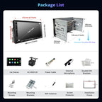F7WE Double Din Car Stereo with Backup Camera, 7inch Wireless CarPlay Touch Screen in-Dash Video Receivers, Wireless Android Auto, Bluetooth 5.3 Car Play Radio, FM/AM/USB/AUX, MirrorLink