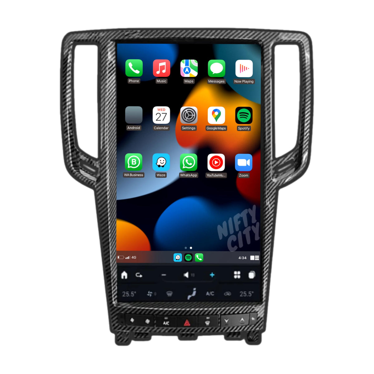14.5" T-Style Screen for Infiniti G37 2007-2013 Wireless CarPlay and Android Auto Stereo Multimedia Upgrade Unit 1080P Video OEM (Carbon, 8GB+256GB)