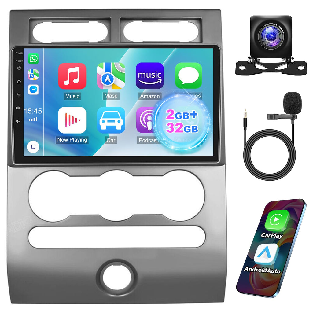 Android 13.0 Double Din Car Stereo for Ford Expedition 2007-2014 9 Inch HD Touch Screen Car Audio Multimedia Receiver with Carplay Android Auto GPS Radio Navigation Bluetooth Camera(2G+32G)