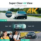 BOTSLAB 3 Channel Dash Cam 4K with ACC Hardwire Kit & 128GB TF Card, 3.18" Touch Screen, Voice Control, 4K Front and 1080P Rear Inside Loop Recording, 5.8GHz WiFi, GPS, Night Vision, WDR, Parking Mode