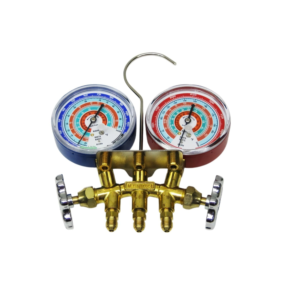 R404A,R507A,R134A 2-Way Manifold Gauge Set with 72" Ball Valve Hoses