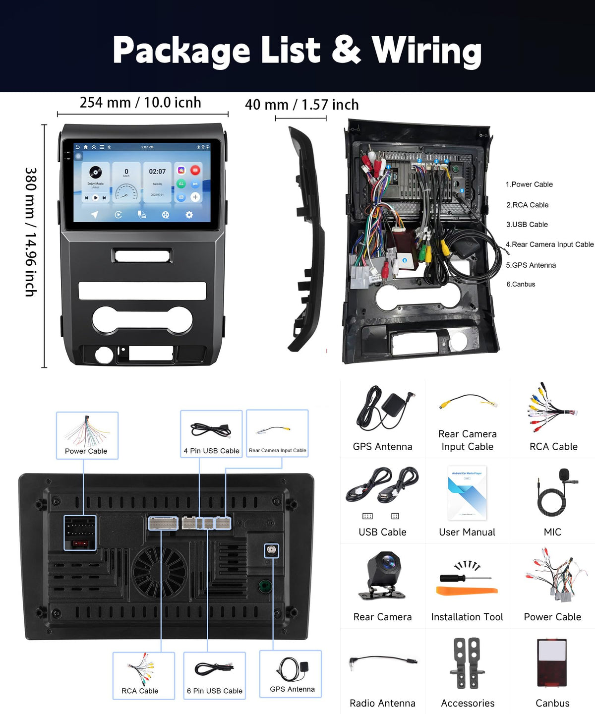 4G+128G Car Stereo for Ford F150 2009-2014,Wireless Carplay Android Auto