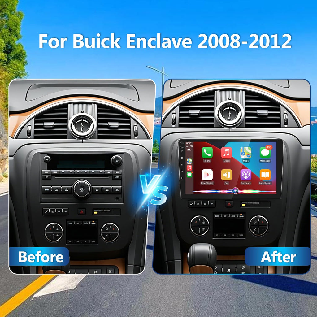 Android 14 Double Din Double Din Car Stereo for Buick Enclave 2008-2012