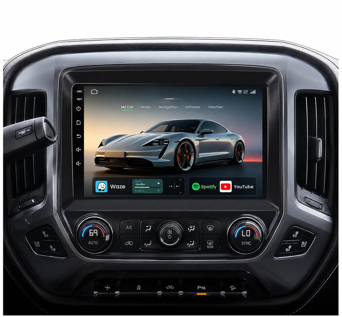 8Core 64ROM Android 15 QLED Screen for 2014-2018 GMC Sierra Chevy Silverado