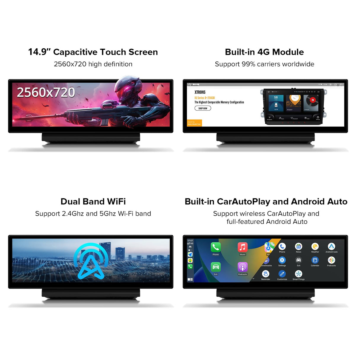XTRONS 14.9 Inch Android 13 Car Stereo for Audi A6 A7 RS6 RS7 S6 S7 2012-2015 MMI 3G/3G+ System, 2K IPS Touch Screen 4+64 GB 4G LTE Car Radio GPS Navigation Support Wireless CarPlay Android Auto
