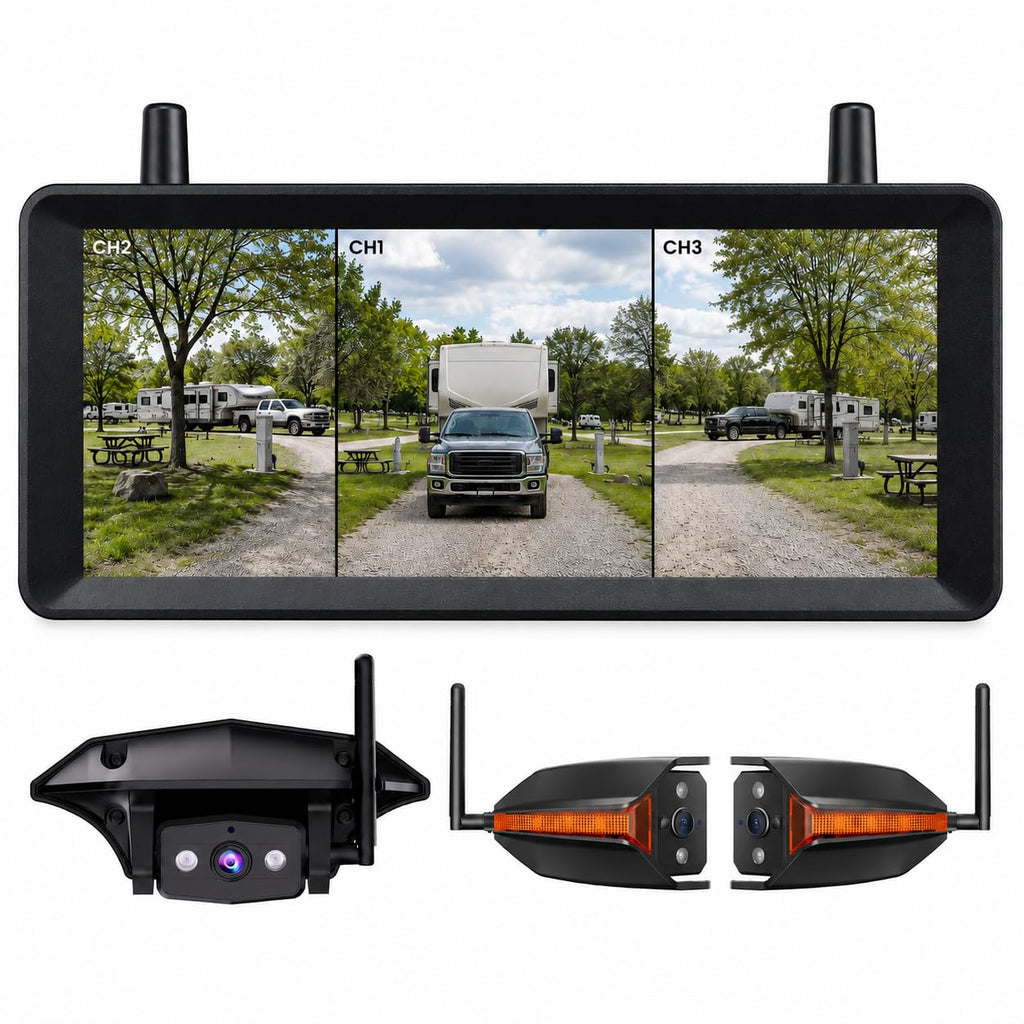 AUTO-VOX Wireless RV Backup Camera System with Rear & Side Cameras