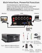 4 Channel 1080P Mobile Vehicle Truck Bus DVR Black Box Video Recorder Kit with 4pcs Waterproof Side Rear View Backup Night Vision Metal IR Car Camera 7" IPS Car Monitor (500GB SSD Included)