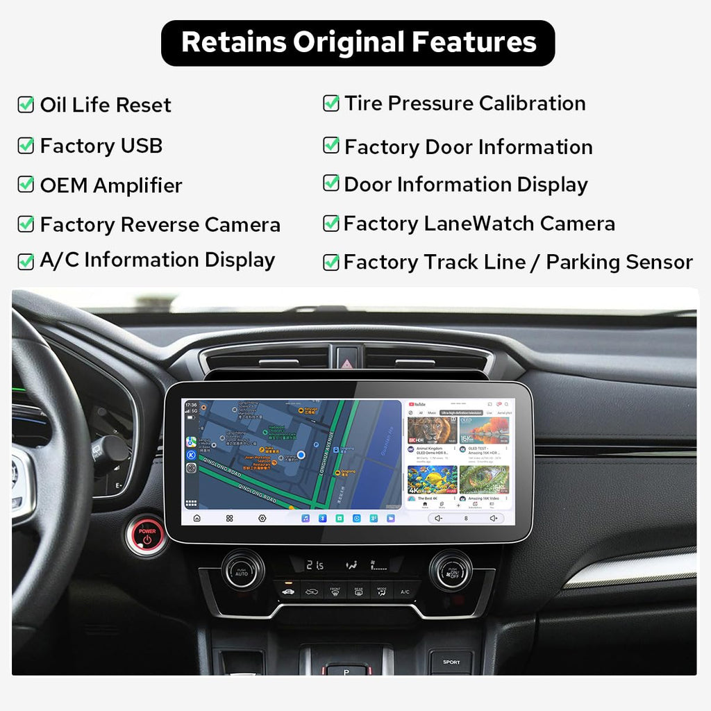 JOYING Car Radio for Honda CRV 2017-2022, 12.3" QLED Touch Screen Android 13 Car Stereo 12GB+256GB Plug and Play with CarPlay & Android Auto, GPS Navigation, Bluetooth, AM/FM(JY-HT901N12)