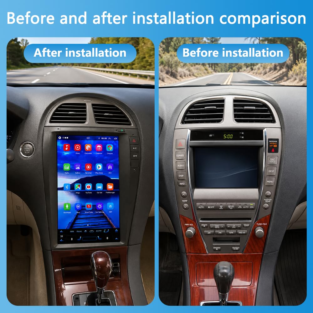 Car Stereo Radio 12.8 Inch Android 15 for Lexus ES350 2006-2011 Base Trim