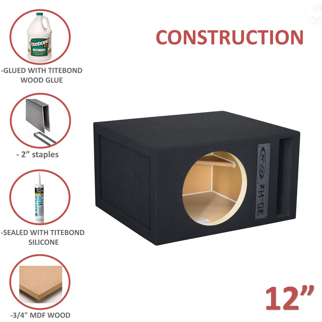 12" Single Competition Ported Sub Box Speaker Enclosure Vented 12" Car Audio Subwoofer Box