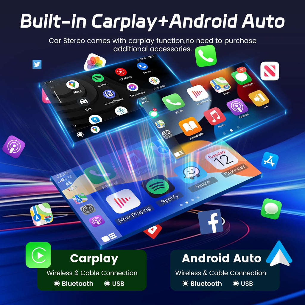 [8 Core 4+64] Android 13 Car Stereo for Toyota Camry 2012 2013 2014-10 inch IPS Touchscreen Radio with Carplay & Android Auto - 4G SIM Card/DSP 32EQ / FM AM RDS/Bluetooth 5.1 + AHD Backup Camera