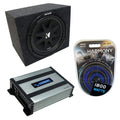 Harmony Audio Universal Car Stereo Rearfire Sealed Single 10" Kicker Bundle Comp C10 Sub Box Enclosure & Harmony HA-A400.1 Amp