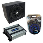 Harmony Audio Universal Car Stereo Rearfire Sealed Single 10" Kicker Bundle Comp C10 Sub Box Enclosure & Harmony HA-A400.1 Amp