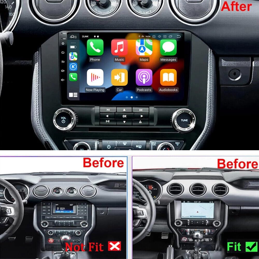 Android Car Stereo Radio for Ford Mustang 2015 2016 2017 2018 2019 2020 2021 GPS Head Unit 2+32G for CarPlay Wireless Android Auto Car Screen w/Bluetooth WiFi FM/RDS DSP SWC Bckup Camera 9in