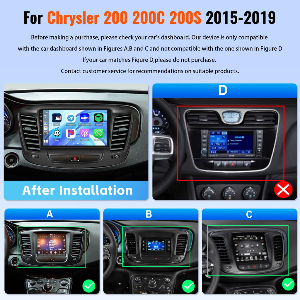 Android 15 Car Stereo for Chrysler 200 200C 200S 2015-2019