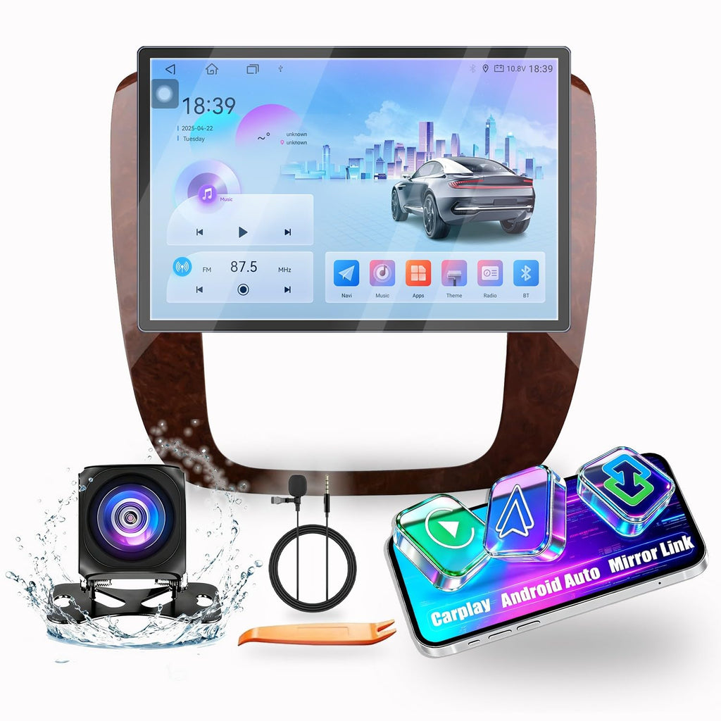 for Chevy Silverado Tahoe Suburban for GMC Sierra Yukon 07-13 CarPlay Android Auto Navigation Stereo GPS Radio Camera 13.1" QLED Touchscreen Headunit Tablet Pad Media Player Octa Core 8G+256G Black