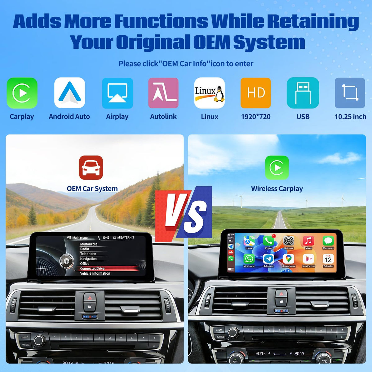 Wireless CarPlay Touchscreen for BMW 3/4 Series F30/F31/F32/F33 2012-2016