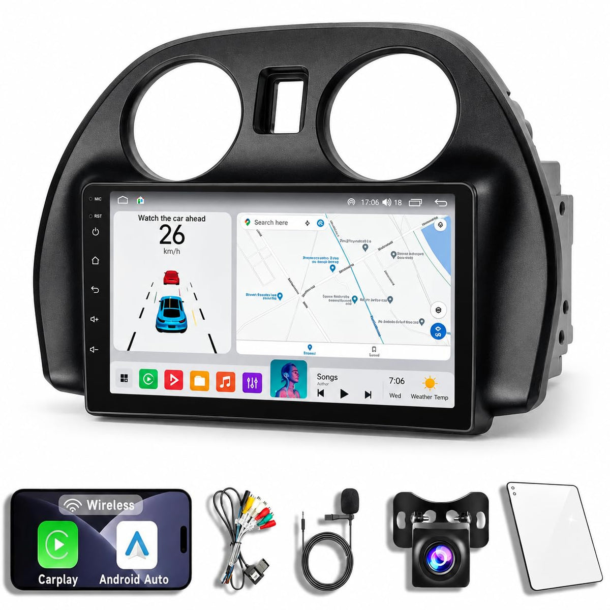 Android 14 Car Radio Stereo for Mitsubishi Eclipse 2006-2011, 9-Inch Touchscreen Dash Kit X10-W:2+64GB, Wireless CarPlay, Android Auto, GPS Navigation, Bluetooth, SWC, WiFi, 5G DSP, Backup Camera