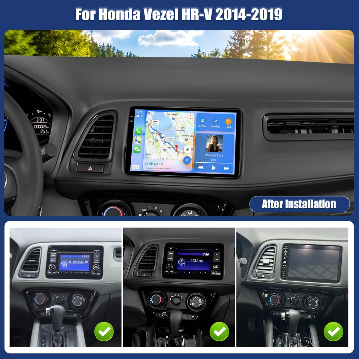 [4+64G] Android 15 for Honda Vezel HR-V 2014-2019 Car Stereo Radio