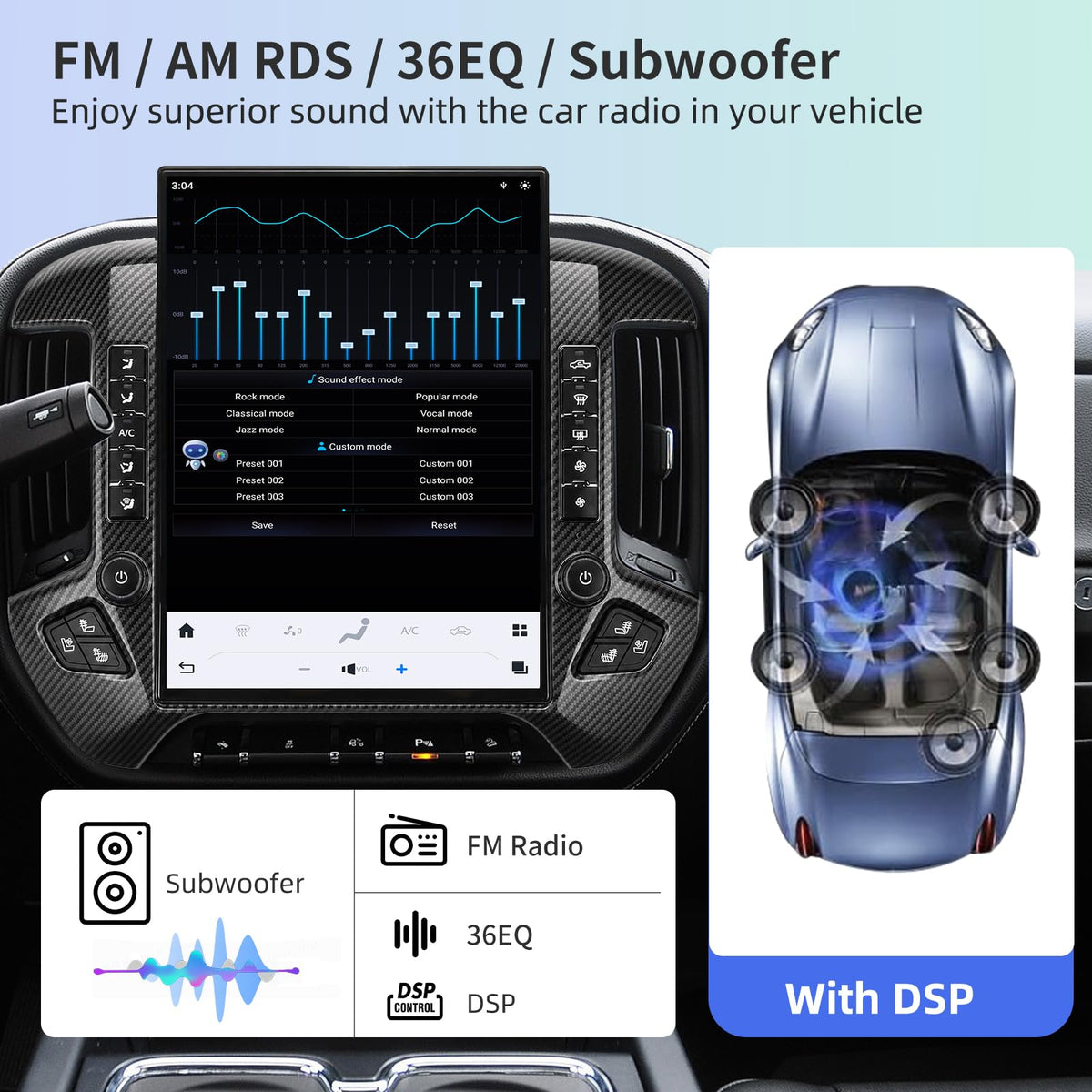15.6" Car Radio for GMC Sierra Chevrolet Silverado 2014-2019 (OEM 8 Inch)